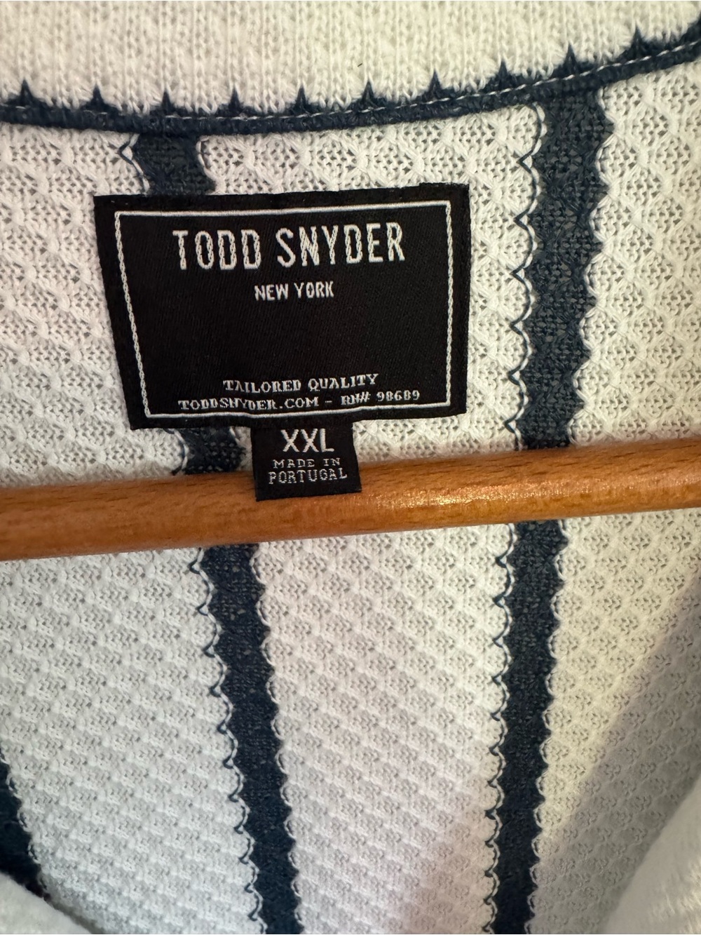 Todd Snyder White striped boucle knit Polo new without tags size XXL - Picture 5 of 11